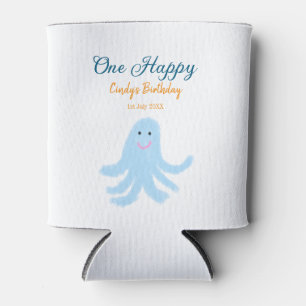 One happy blue octopus under the sea birthday can cooler
