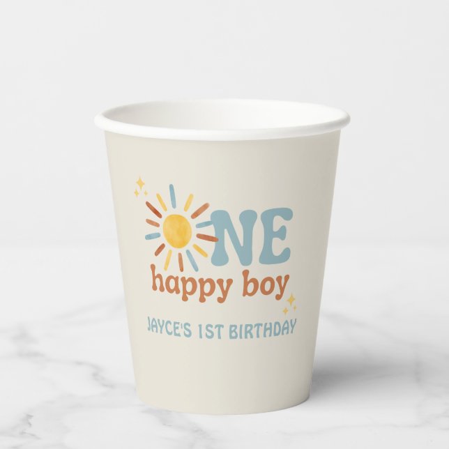 One Happy Boy, 1st Trip Around The Sun Paper Cups (Front)