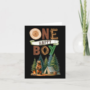 One Happy Boy Camper First Birthday Camping Bear K Card