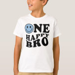 One Happy Bro | Blue Matching One Family Birthday T-Shirt<br><div class="desc">One happy bro blue matching one family birthday boy t-shirt.</div>