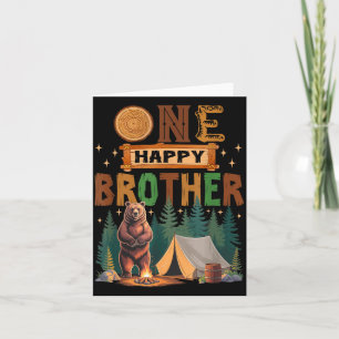 One Happy Brother Camper 1st Birthday Camng Bear  Card