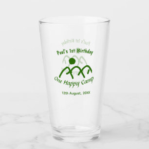 One happy camp green mountain sun 1st birthday glass