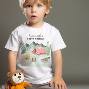 One Happy Camper 1st Birthday Camping Baby T-Shirt