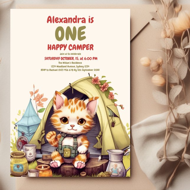 One Happy Camper 1st Birthday Camping Invitation (Creator Uploaded)