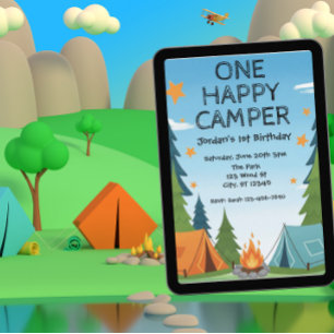 One Happy Camper, 1st birthday invitation