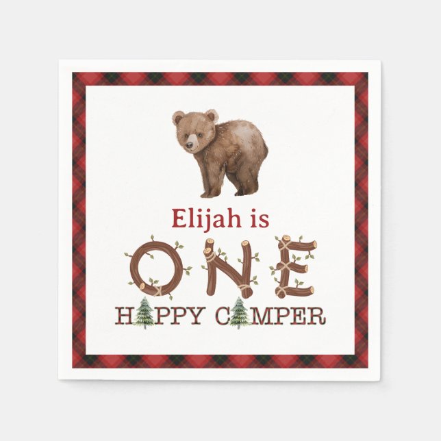 One Happy Camper 1st Birthday Personalized Party N Napkin (Front)