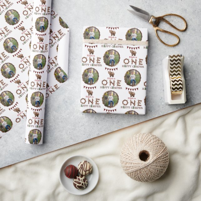 One Happy Camper 1st Birthday Photo Wrapping Paper (Crafts)