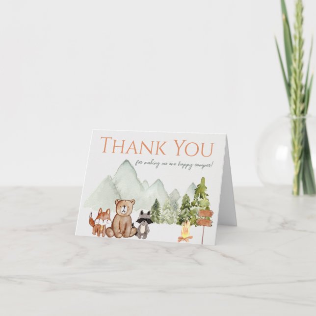 One Happy Camper 1st Birthday Thank You Card (Front)