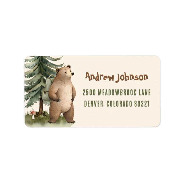 One Happy Camper Bear Return Address Labels (Front)