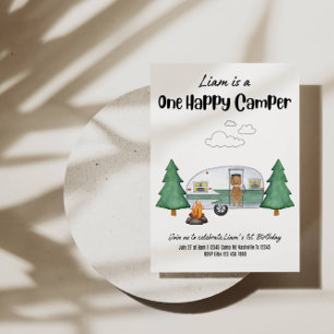 🎉 One Happy Camper Birthday – Adventure Awaits!  Invitation