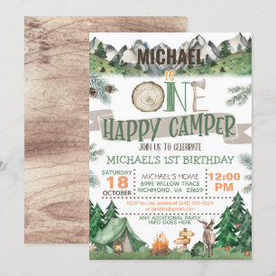 One Happy Camper Birthday Invitation