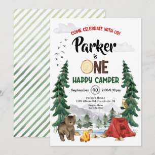One Happy Camper Birthday Invitation