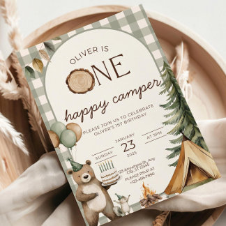 One Happy Camper Birthday Invitation Camping 1st