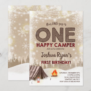 One Happy Camper Birthday Invitation Camping Party