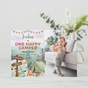 One Happy Camper Birthday Invitation With Photo