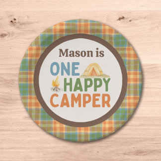 One Happy Camper Birthday Paper Plate