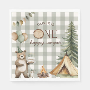 One Happy Camper Birthday Paper Plates Camping 1st Napkin