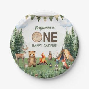 One Happy Camper Birthday Party Paper Plate
