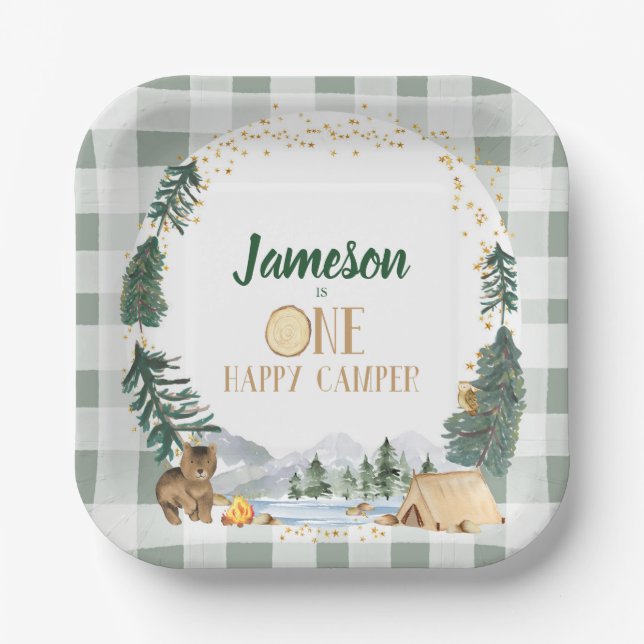One Happy Camper Birthday Party Plates (Front)