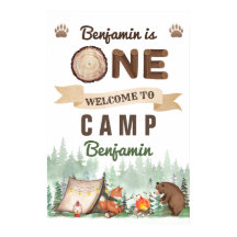 One Happy Camper Boy 1st Birthday Welcome Sign 