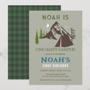 One Happy Camper Boys First Birthday Invitation