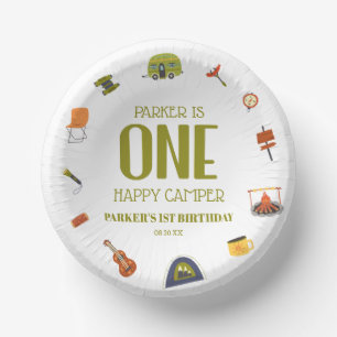 One Happy Camper Camping 1st First Birthday Party Paper Plate