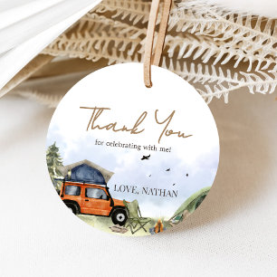 One Happy Camper Camping Boy Birthday Favour Tags