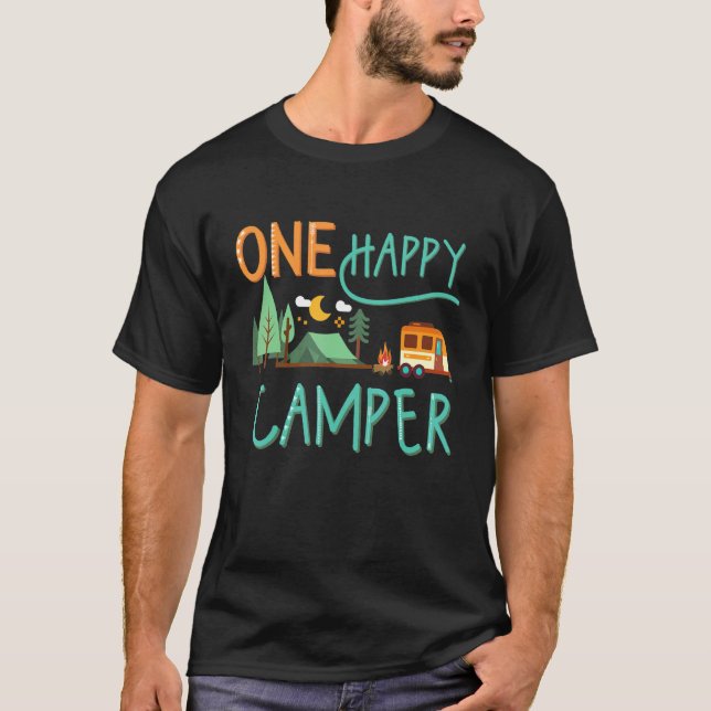 One Happy Camper First Birthday Camping Matching T-Shirt (Front)