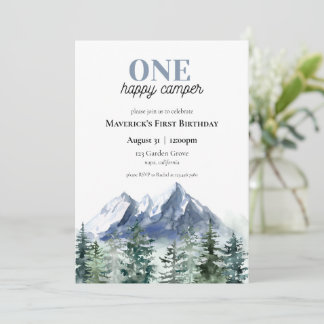 One Happy Camper First Birthday Invitation