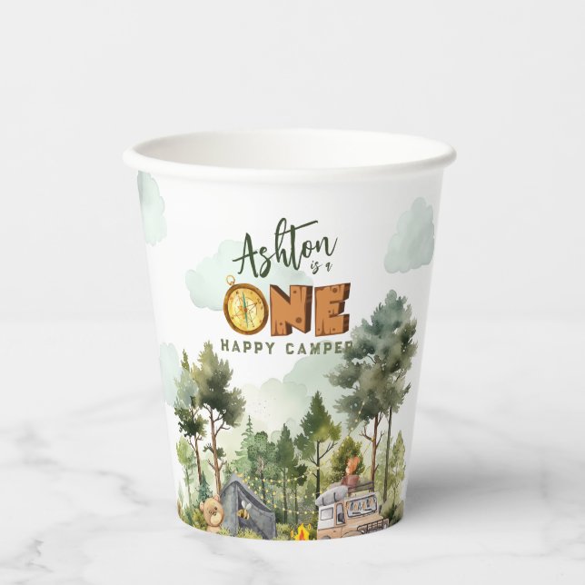 One Happy Camper First Birthday  Paper Cups (Front)
