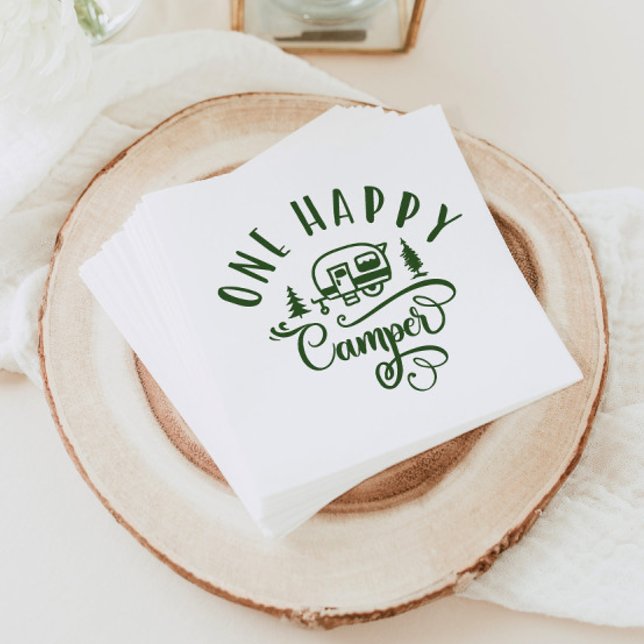 One happy camper Minimalist green 1st birthday Napkin (Creator Uploaded)