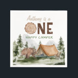 One Happy Camper Mountain Forest Bear 1st Birthday Napkin<br><div class="desc">One Happy Camper Mountain Forest Bear 1st Birthday Napkins</div>