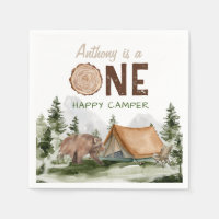 One Happy Camper Mountain Forest Bear 1st Birthday
