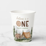 One Happy Camper Mountain Forest Bear 1st Birthday Paper Cups<br><div class="desc">One Happy Camper Mountain Forest Bear 1st Birthday Paper Cups</div>