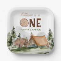 One Happy Camper Mountain Forest Bear 1st Birthday