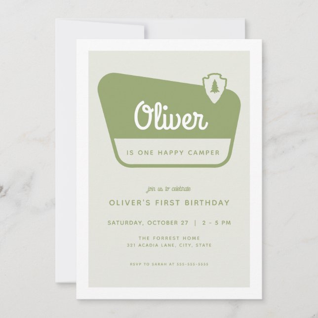 One Happy Camper National Park Birthday Invitation (Front)