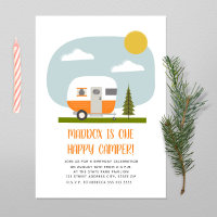 One Happy Camper Orange Trailer Birthday