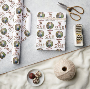One Happy Camper Photo 1st Birthday Wrapping Paper
