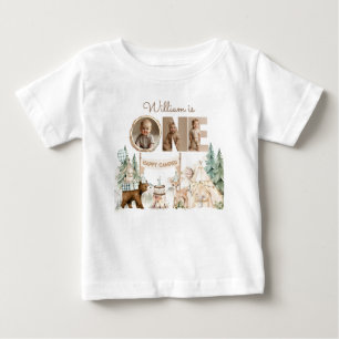 One Happy Camper Photo First Birthday Baby T-Shirt