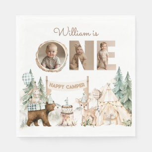 One Happy Camper Photo First Birthday Napkin