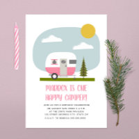 One Happy Camper Pink Trailer Birthday  