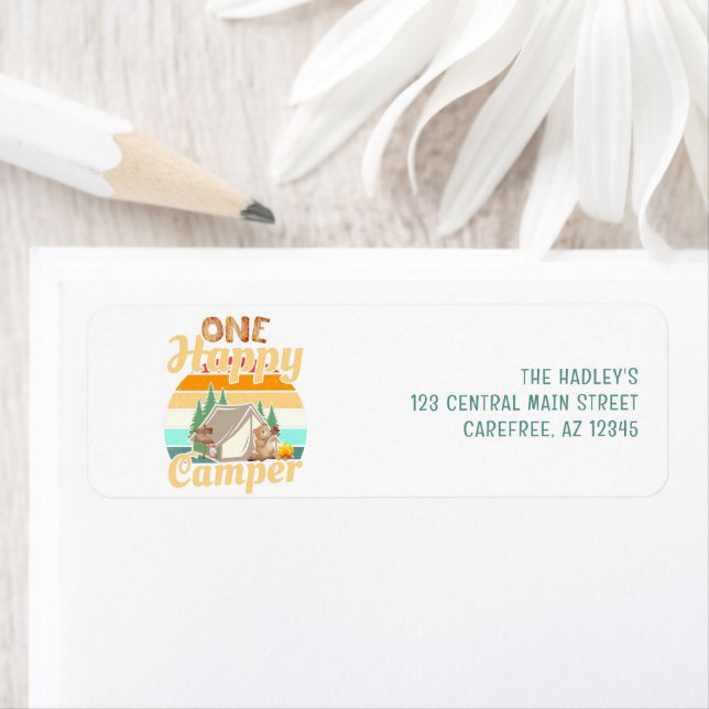 One Happy Camper Return Address Label (Insitu)