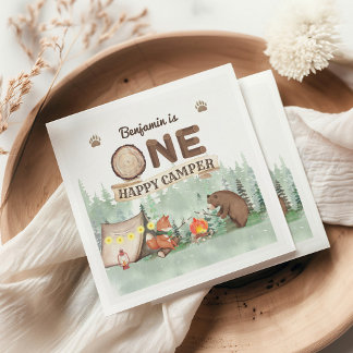 One Happy Camper Rustic Birthday Napkins
