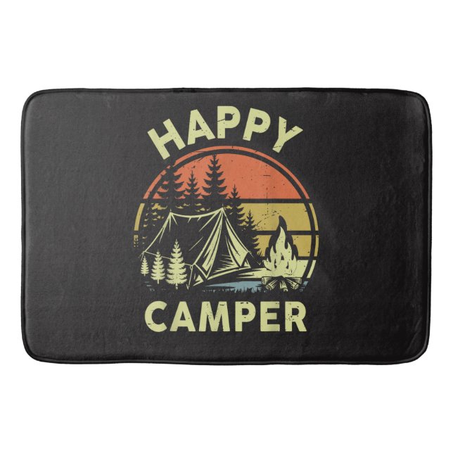 One Happy Camper Toddler Boy Funny Camping Bath Mat (Front)