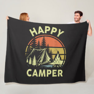 One Happy Camper Toddler Boy Funny Camping Fleece Blanket