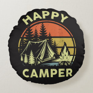 One Happy Camper Toddler Boy Funny Camping Round Pillow