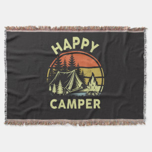 One Happy Camper Toddler Boy Funny Camping Throw Blanket