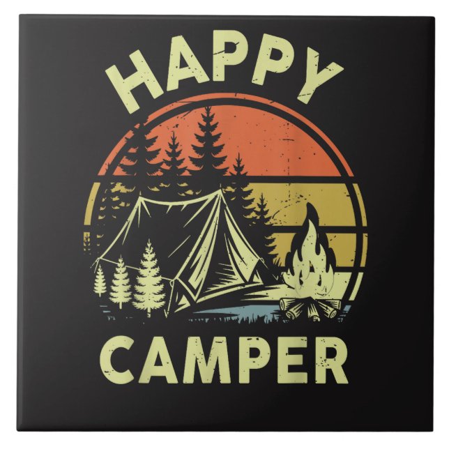 One Happy Camper Toddler Boy Funny Camping Tile (Front)