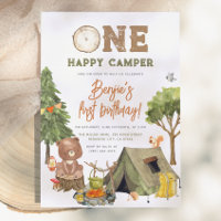 One Happy Camper Woodland Bear Boys 1st Birthday