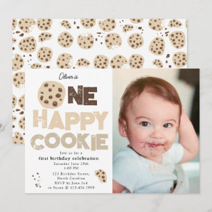 One Happy Cookie Invite 1st First Birthday Photo